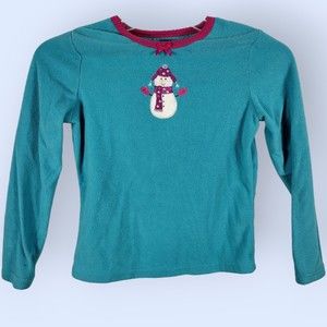 Circo Brand Kids Girls L Winter Snowman Theme Fleece Crew Sleepshirt Sweater